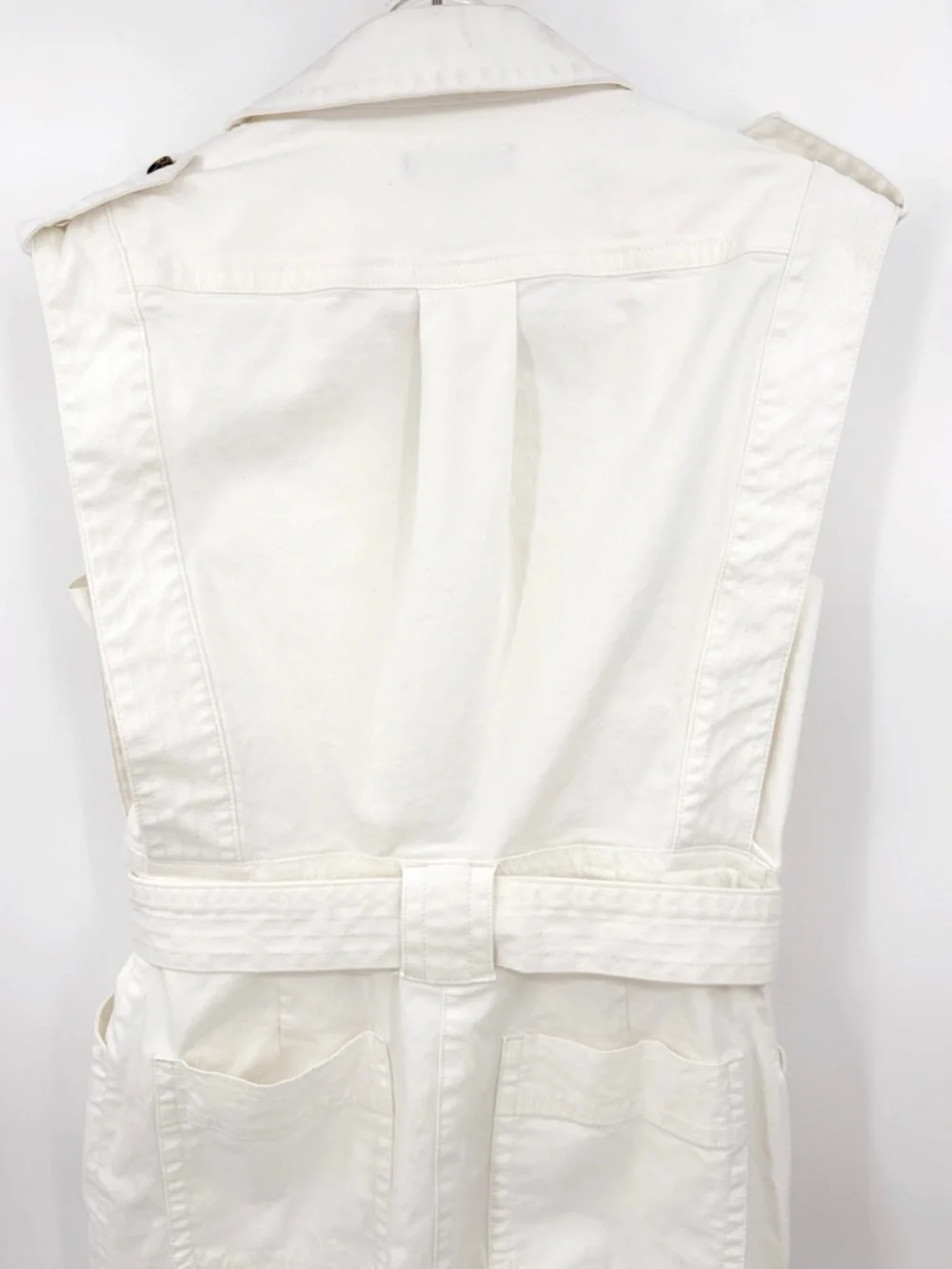 BANANA REPUBLIC Utility Jumpsuit in White Linen-Blend XS